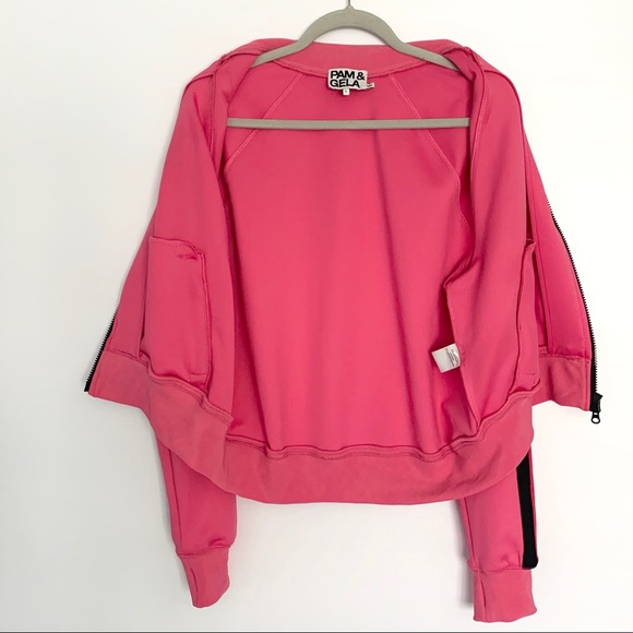 Pam & Gela Pink Crop Track Jacket / Side Stripes - Picture 8 of 11